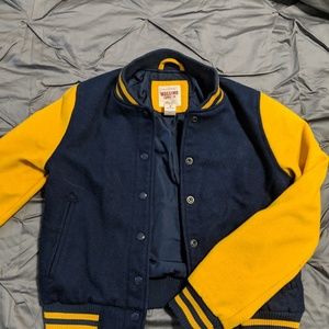 Mossimo letterman Medium navy and yellow